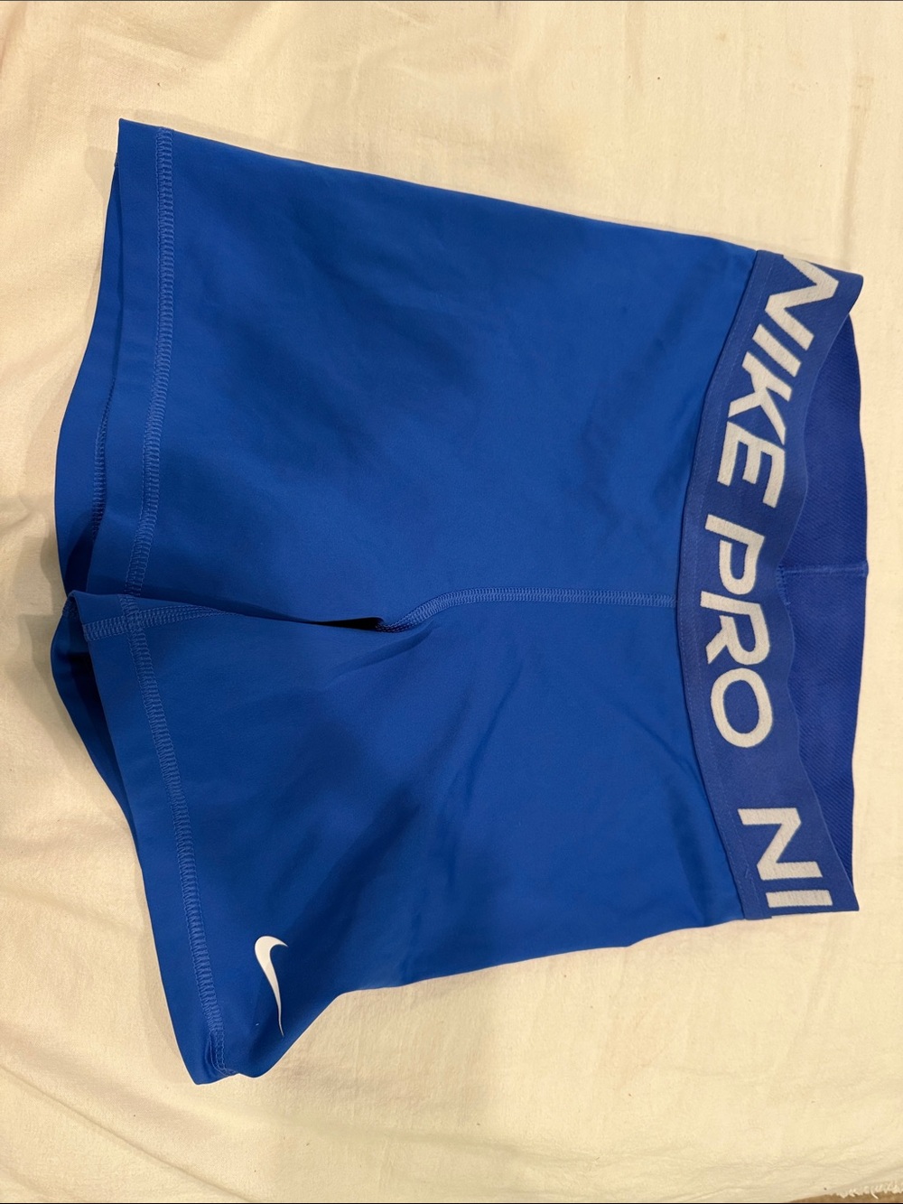 Nike Blue Pro Compression Shorts with White Swoosh